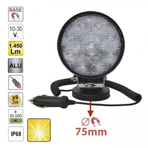 TÖÖTULI 9-LED 27W 1450LM 10-30V IP68 MAGNETALUS (ÄRAVÕETAV) +SIG.SÜÜTAJA JBM