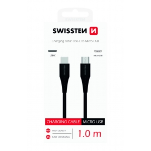 Swissten Basic Универсальный Quick Charge 3.1 USB-C на Micro USB Кабель данных 1м черный