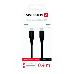 Swissten Basic Universal Quick Charge 3.1 USB-C to USB-C Data and Charging Cable 0.4m Black