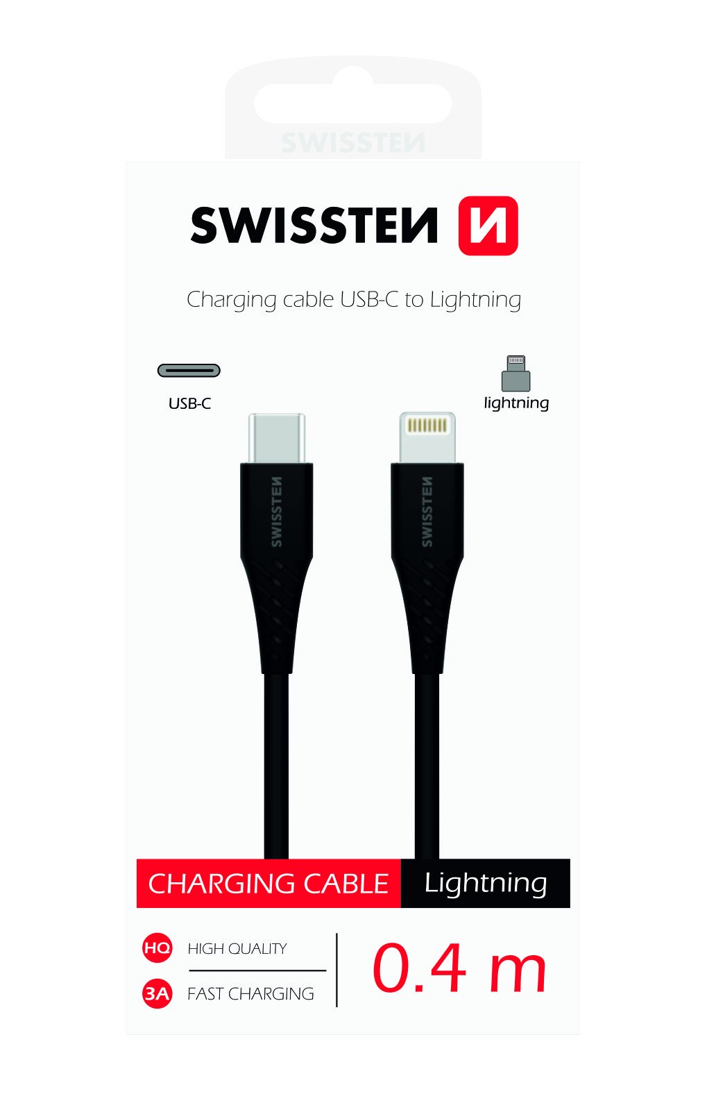 Swissten Basic Универсальный Quick Charge 3.1 USB-C на Lightning Кабель данных 0.4m черный