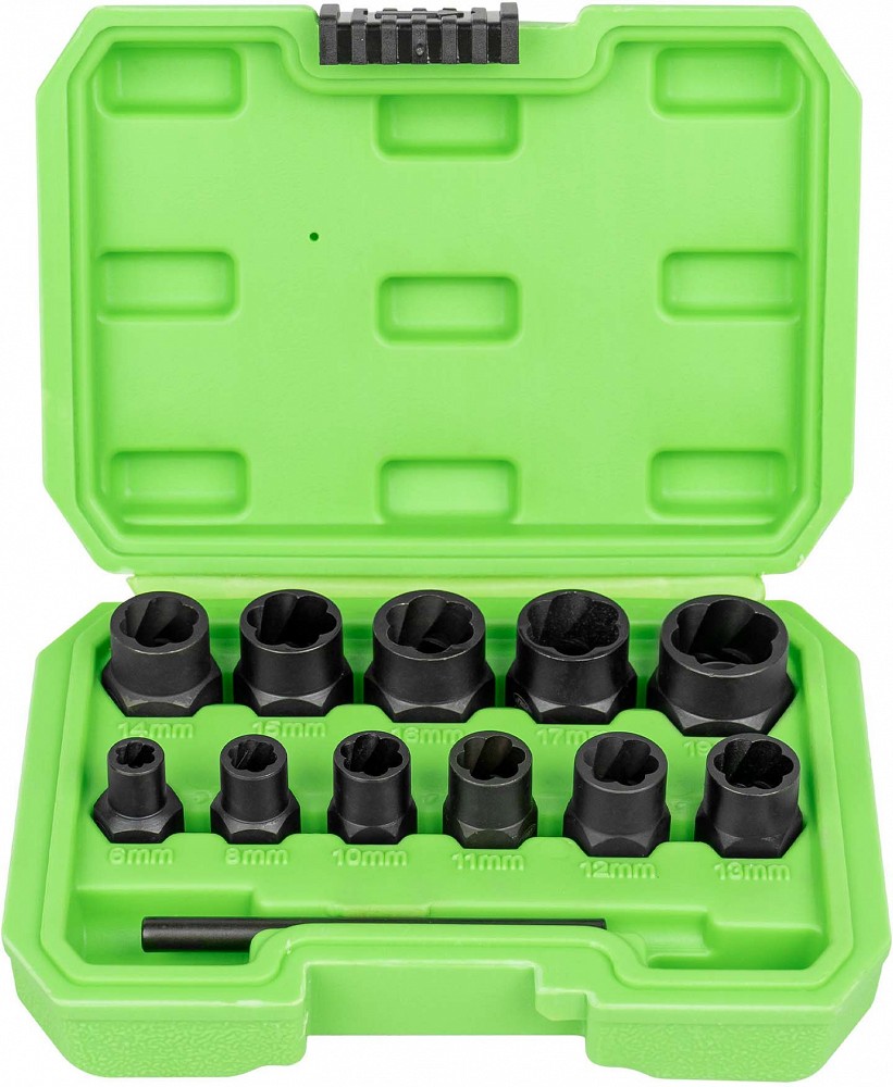 12-OS. ÜLEKEERATUD MUTRITE / POLTIDE. TIKKPOLTIDE VÄLJAKEERAJATE KOMPLEKT 6-19MM JBM