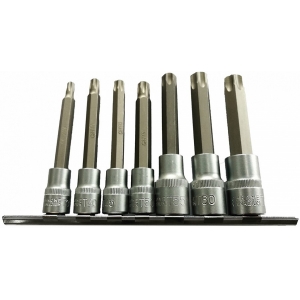 7-OS. PIKKADE TORX PADRUNOTSIKUTE KOMPLEKT 3 / 8 JA 1 / 2" (T30-T70) METALLSIIN JBM