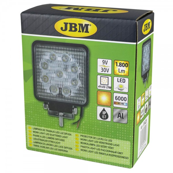 TÖÖTULI 9-LED KANDILINE "BRIGHT" 9-30V 27W 1800LM 6000L ALUMINIUM JBM