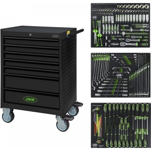 196-OS. TÖÖRIISTAKÄRU 3-PANEELI TÖÖRIISTADEGA "BLACK EDITION" H1020MM JBM