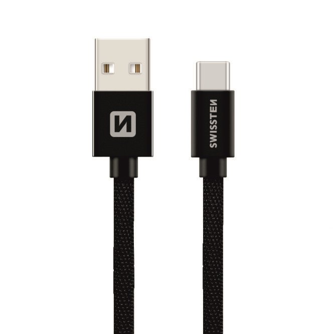 Swissten Textile Универсальный Quick Charge 3.1 USB-C USB Кабель данных 3м Черный