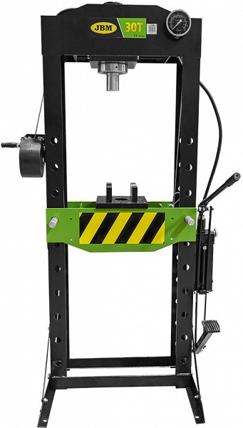 HÜDROPRESS 30T KÜLGLIIKUV KOLB. MANOMEETER. TASAPINNAVINTS JBM