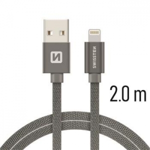 Swissten Textile Fast Charge 3A Lightning (MD818ZM/A) Data and Charging Cable 2m Grey