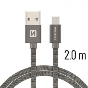 Swissten Textile Universal Quick Charge 3.1 USB-C Data and Charging Cable 2m Grey
