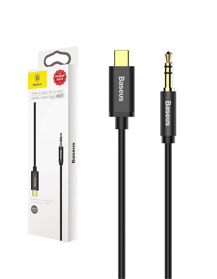 Baseus Yiven Premium AUX Cable USB-C -> 3.5 mm 1.2m Black (EU Blister)