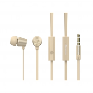 Swissten YS500 Stereo Earphones With Microphone and Remote in TPE Flat Cable / 3,5mm / 1.2m Gold