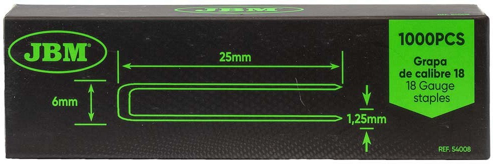 NAELAPÜSTOLI U-KLAMBRID 18GA 25X6MM (1000TK) JBM