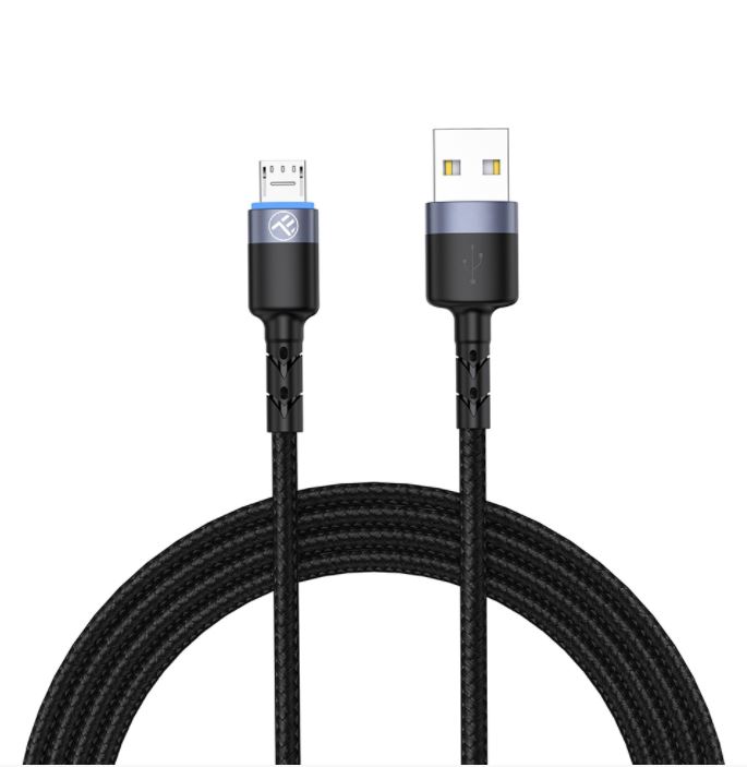 Tellur Data cable, USB to Micro USB, LED, Nylon Braided, 1.2m black