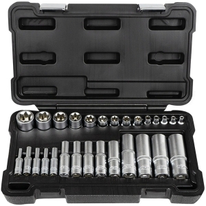 28-OS. 1 / 2"+3 / 8"+1 / 4" E-TORX PADRUNITE KOMPL. E4-E24 (PIKK / LÜHIKE) JBM