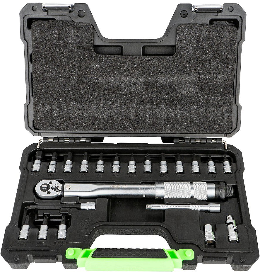 21-OS. 1 / 4" MOMENTVÕTI 5-25NM + 1 / 4" PADRUNOTSIKUD PH-TX-HEX JBM