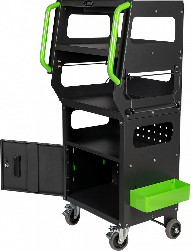 DIAGNOSTIKU KÄRU / ARVUTIKAPP. PERFOSEIN. RIIULID+KAPP H1050.7MM JBM*