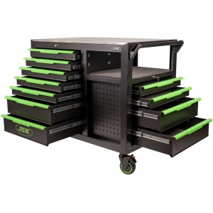 7+4 SAHTLIGA TÖÖLAUD / TÖÖRIISTAKÄRU (KÜLJE- JA OTSSAHTLID) INOX TÖÖTASAPIND JBM*