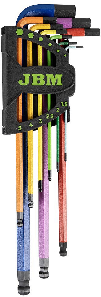 9-OS. KUULOTS L-KUUSKANT KOMPL. 1.5-10MM. VÄRVILINE+FOSFAADITUD. S2 TERAS JBM