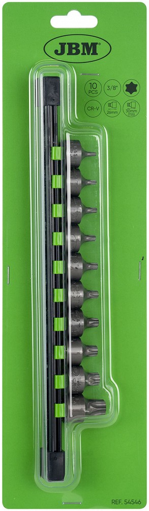 10-OS. 3 / 8" MADALATE TORXOTSIKUTE KOMPL. T10-T55 HOIDESIINIL JBM