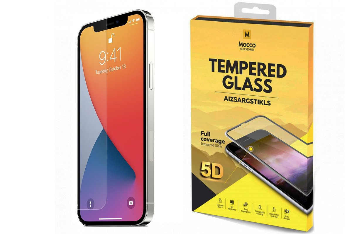 Mocco Full Glue 5D Signature Edition Tempered Glass Full Coverage with Frame Apple iPhone 12 / 12 Pro Black