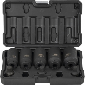 8-OS. 1 / 2" PIKKADE 6-KANT LÖÖKPADRUNITE + 12-TÄHIK OTSIKUTE KOMPL. 27-36MM & M14-M18 JBM
