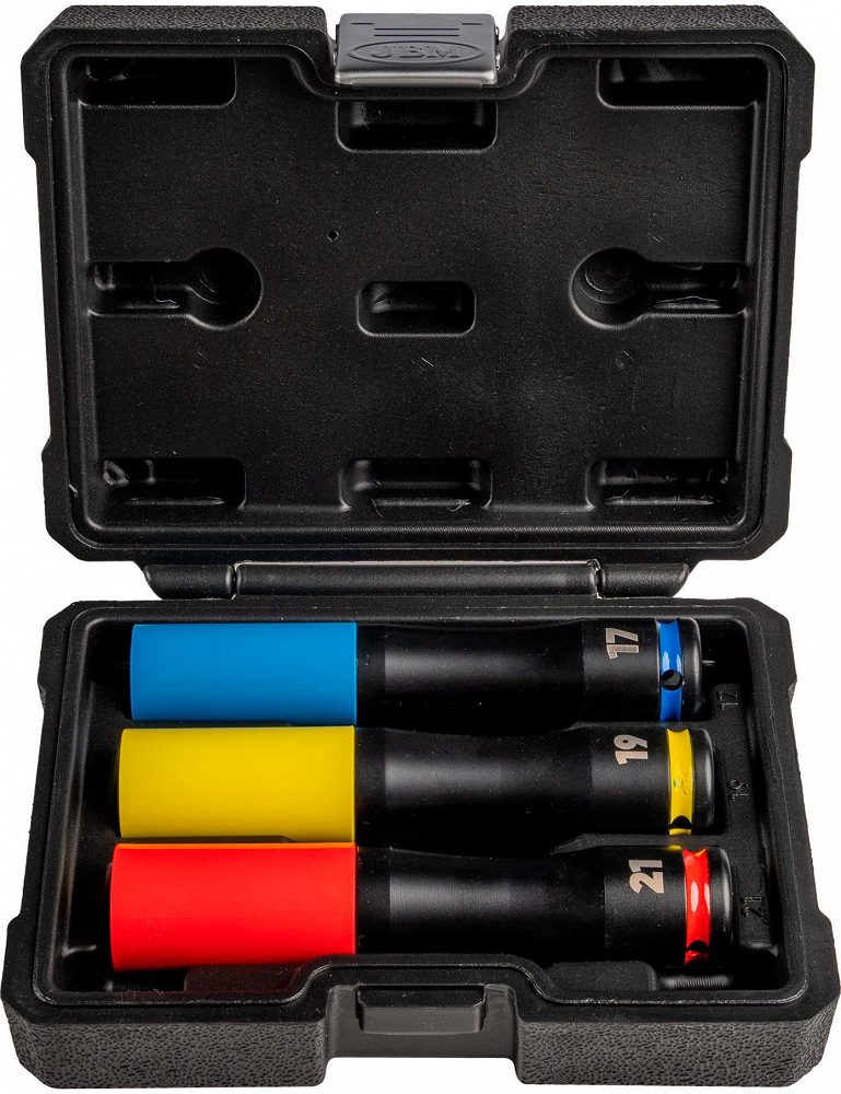3-OS. PIKKADE PLASTKATTEGA 1 / 2" VELJEPAD. KOMPLEKT 17 / 19 / 21MM.150MM JBM