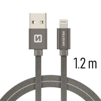 Swissten Textile Fast Charge 3A Lightning (MD818ZM/A) Data and Charging Cable 1.2m Grey