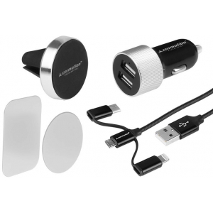 LAADIMISKOMPLEKT 3IN1 LAADIJA / TELEFONIHOIDJA / USB LAADIMISJUHE 120CM CARMOTION