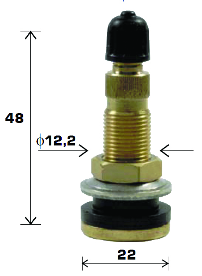 TL-MET.VENTIIL TRAKTOR. V5-01-1  /  TR618A. AVA 15.7MM. SIRG. L=48MM. (3040101)