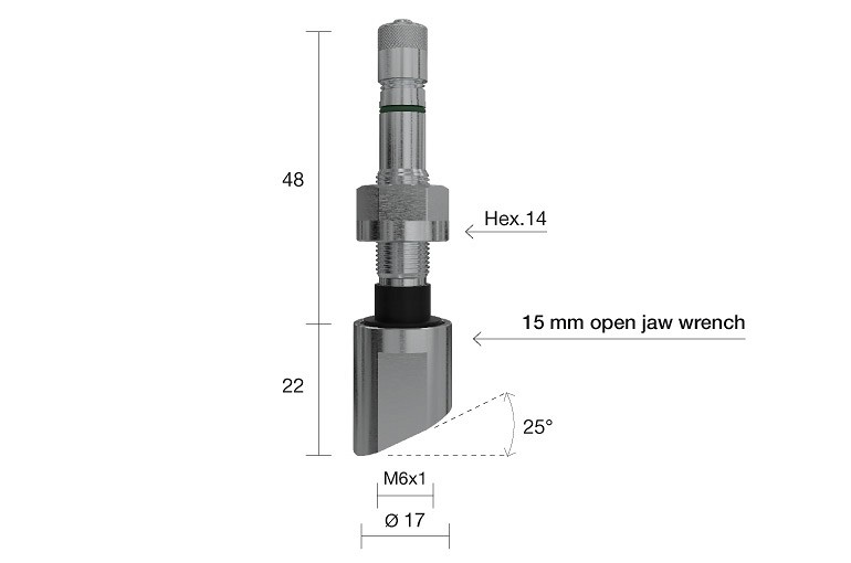 TPMS VENTIIL WONDER 1314 VEOAUTO VALUVELJELE 9.7MM. L=70MM. NURK 25