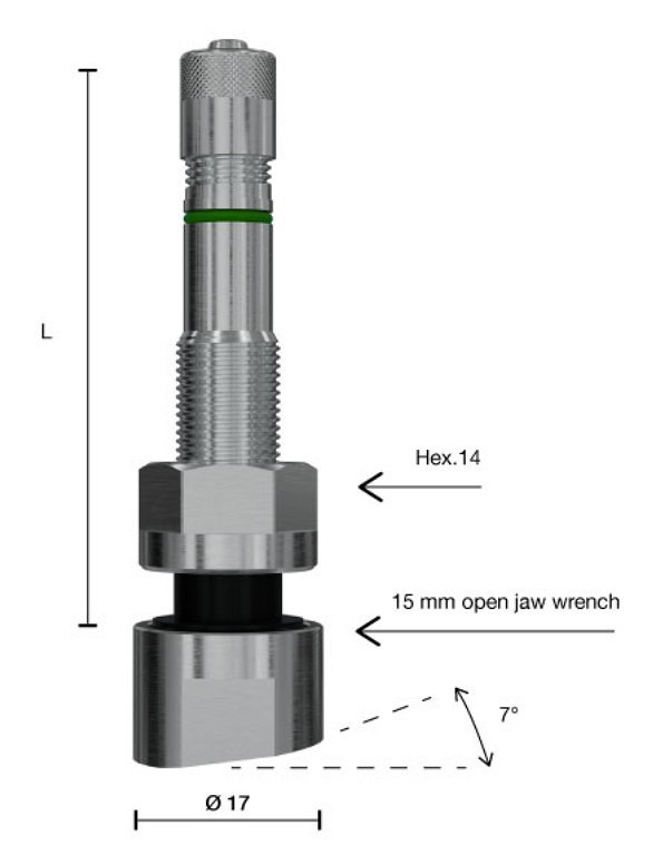TPMS VENTIIL WONDER 1319  /  54MS VEOAUTO VALUVELJELE 9.7MM. L=48+MM  /  TALD 7-KRAADI