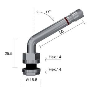 TPMS VENTIIL WONDER 1336.9  /  TR544 VEOAUTO VALUVELJELE 9.7MM. L=25.5+50 / NURK 60-KRAADI