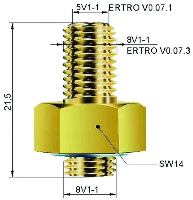 VENTIILI ADAPTER VC-6 - VC-2 (ÜLEMINEK JÄMEDALT STAND. VENTIILILE) SISSE KEERAT