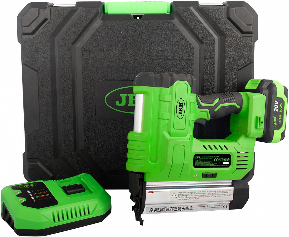 AKU NAELAPÜSTOL / KLAMBRIPÜSTOL / NAELAPÜSS KOMPLEKT 20V. HARJAVABA. +4.0AH+ LAADIJA JBM