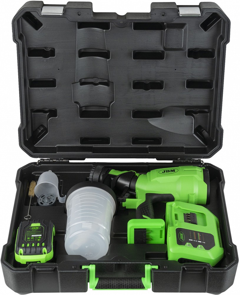 20V AKU VÄRVIPRITS / VÄRVIPÜSTOL 900ML. 2.5MM DÜÜS. +AKU+LAADIJA JBM