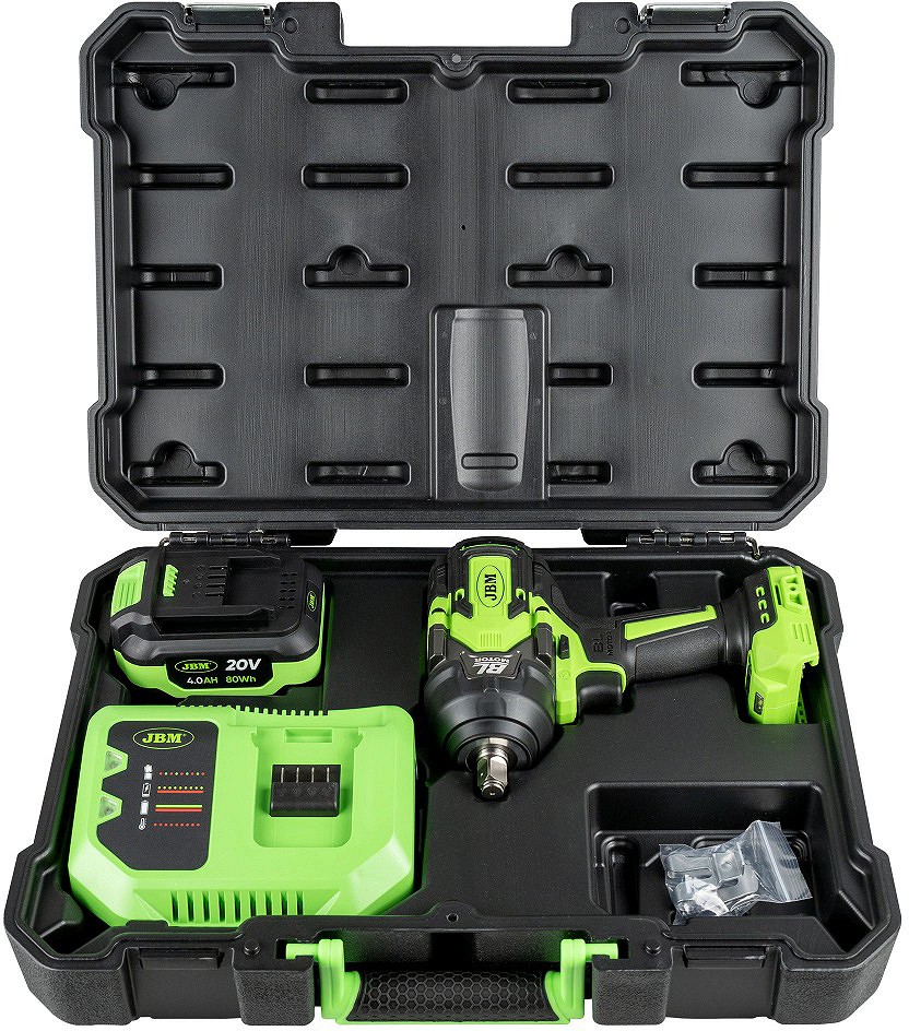 20V AKULÖÖKMUTRIKEERAJA 850 / 1000NM. 1 / 2". HARJAVABA. +4.0AH AKU. +LAADIJA JBM