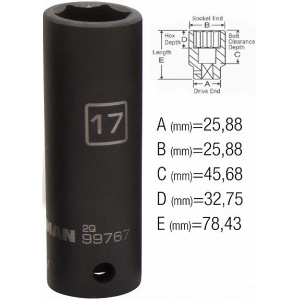 PIKK (78MM) LÖÖKPADRUN 17MM 1 / 2" STEELMAN PRO / JS 26X78MM