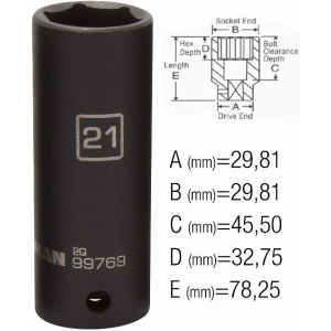 PIKK (78MM) LÖÖKPADRUN 21MM 1 / 2" STEELMAN PRO / JS 30X78MM