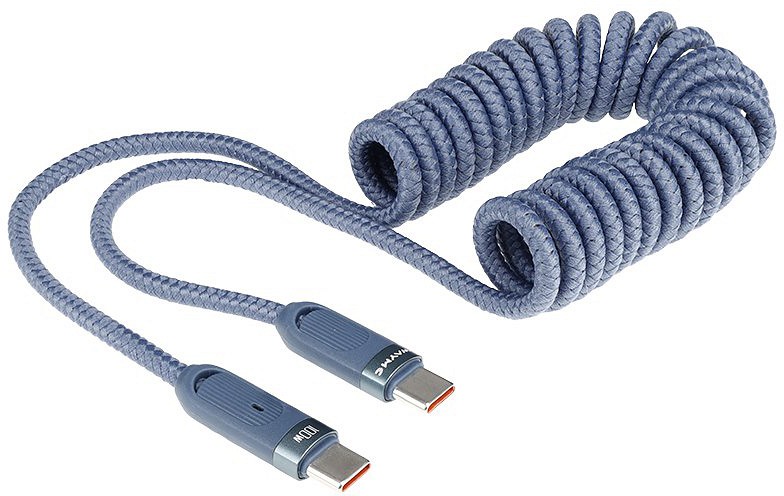 LAADIMISJUHE PÕIMITUD SPIRAAL USB-C-USB-C. MAX 100W. 50-180CM WAYME