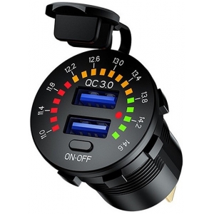 VOLTMEETER + 2XUSB LAADIJA 3.0A 12V LÜLITIGA. SÜVISTATAV CARMOTION