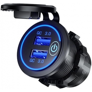 USB LAADIJA 2 PESAGA 12 / 24V 3.1A VALGUSTUSEGA. LÜLITIGA. SÜVISTATAV CARMOTION