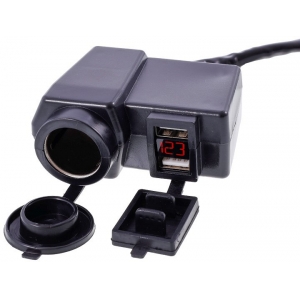 VOLTMEETER + 2XUSB + SIG. SÜÜTAJA PESA LÜLITIGA 4.2A MOOTORRATTALE CARMOTION