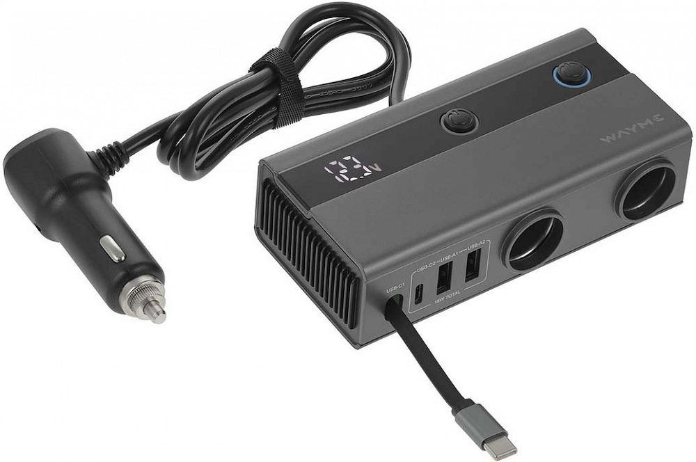 SIGARETISÜÜTAJA HARGMIK 2-NE + 2XUSB 3.6A1XUSB-C 12 / 24V MAX 65W KAABEL 80CM WAYME