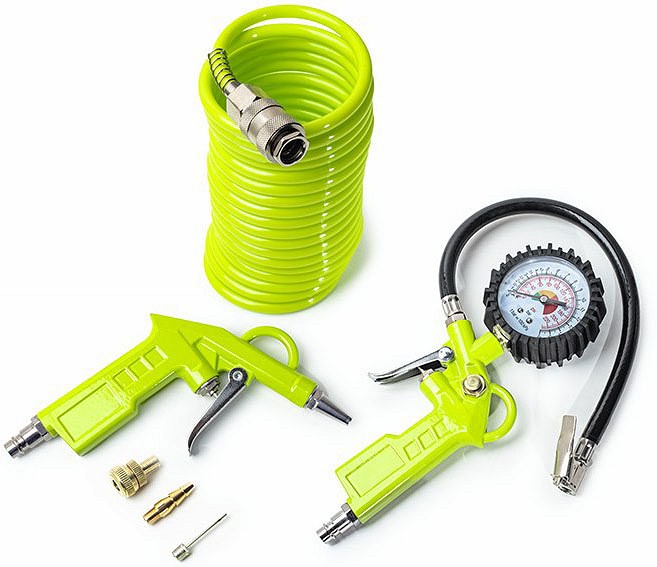 3-OS. ÕHUKOMPLEKT. REHVIPUMPAMISE PÜSTOL 0-16BAR + SURUÕHUPÜSTOL+SPIRAALVOOLIK CARMOTION