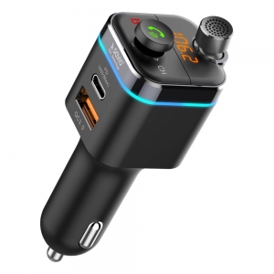 Savio TR-12 Bluetooth 5.0 FM Transmitter With Charger USB Quick Charge 3.0 / Micro SD / Black
