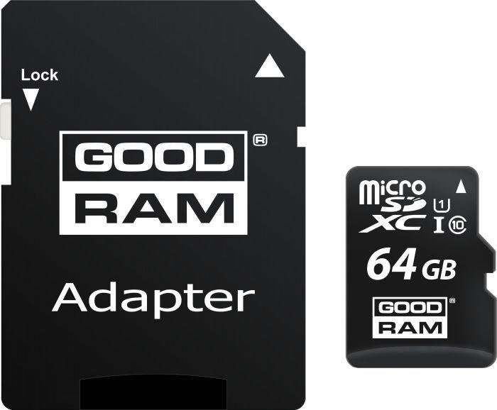 Goodram 64GB Micro SDHC U1-I Class 10 Memory Card with Adapter