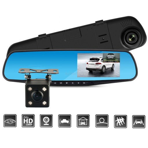 RoGer 2in1 Car mirror with integrated rear view camera /  Full HD / 170