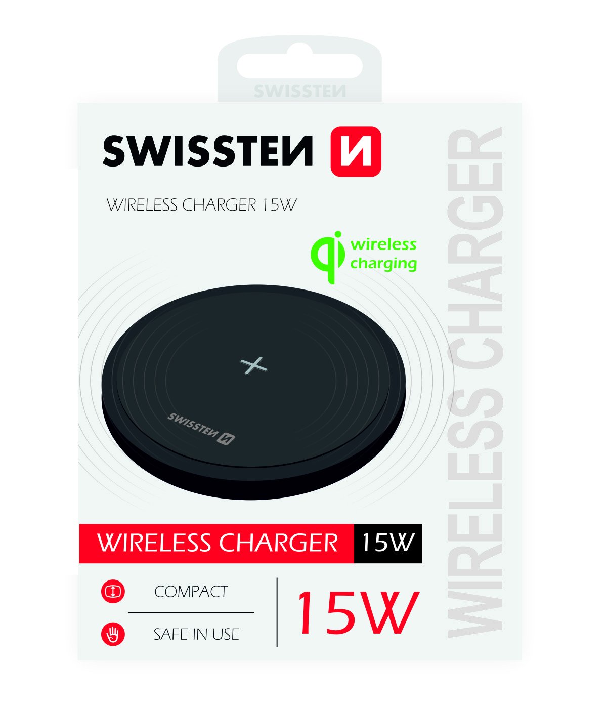 Swissten 15W Wireless charger with USB-C 1.5m cable Black