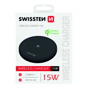 Swissten 15W Беспроводное зарядное устройство с USB-C 1.5m кабелем черный