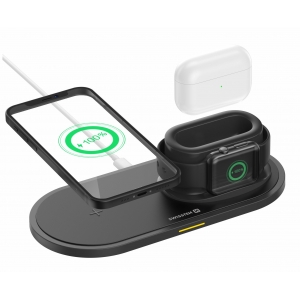 Swissten 3в1 15W Беспроводное зарядное устройство для iPhone / Apple Watch / Airpods Pro / черный