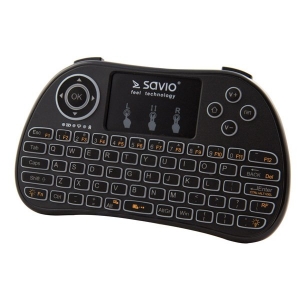 Savio KW-02 Wireless Mini Keyboard For  PC / PS4 / XBOX / Smart TV / Android + TouchPad Black (With Backlight)